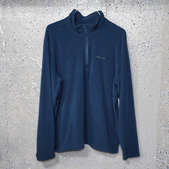 Eddie Bauer Mens Polartec Blue Long Sleeve 1/4 Zip Pullover Fleece Sweatshirt XL - Picture 1 of 4